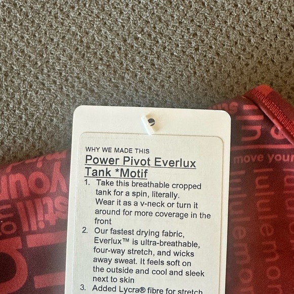 Lululemon Red Power Pivot Everlux Tank - Picture 3 of 4